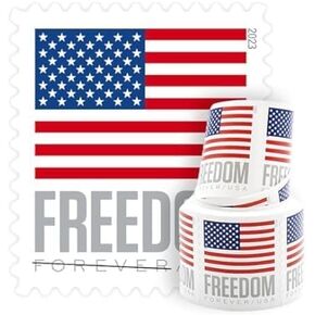 New, Postage Stamps Roll of 100 (Flag Design May Vary)