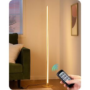 EDISHINE LED Floor Lamp, 55" Modern Minimalist Rectangular Corner Light 3000K-6000K Dimmable, Remote Control & Foot Switch, Metal Base Standing Lamps for Living Room, Bedroom, Office, Gold