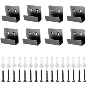 Tile Display Wall Hanger, 8 Pcs Stainless Steel Wall Mount Brackets Hook, Heavy Duty Tile Hanger for Mirrors, Picture Frame Ceramic Wall Display (Black Inner Width 15mm/0.59")