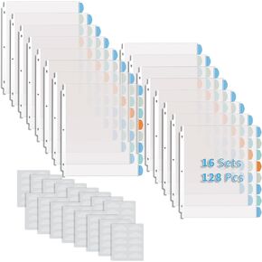 Binditek 16 Pack Heavyduty Clear Sheet Protectors with 8 Tabs, Sturdy Binder Sheet Protectors for 3 Ring Binder Letter Size, Multicolor Tabs, 8.5 x 11 Inches, Polypropylene, 2 Set, Label Sticker