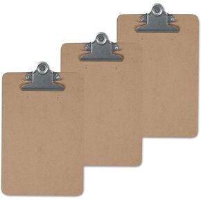 Universal Hardboard Clipboard, 1.25" Clip Capacity, Holds 8.5 x 14 Sheets, Brown, 3/Pack