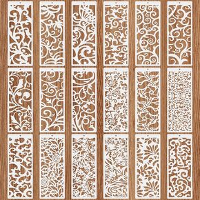 18 Pcs Large Flower Border Stencils for Painting, Reusable Plastic Leaf Cake Decorating Stencils for Baking, Hollowed Floral Edge Painting Templates for DIY Wood Wall Tile Furniture Canvas, 4" x 11.8"