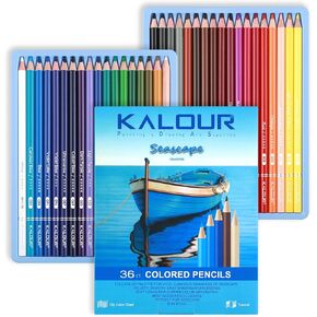 Kalour PDAs 36 قطعة مجموعة قلم رصاص بلون بلون الأزرق ، وأقلام رصاص خشبية مسبقة للبالغين للفنانين البالغين المبتدئين كتب التلوين الرسم والرسم