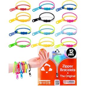 UpBrands Bi-Color 7 1/2-Inch Zipper Bracelets (12-Pack) | Kids' Trendy Dual-Tone Friendship Accessory, Perfect Fidget Toy for Classroom and Parties, Zipper Fun for All Ages