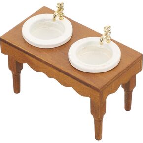 1/12 Scale Dollhouse Basin Sink: Mini House Bathroom Furniture Basin Mini Cabinet Adornments for Bathroom Scene Prop