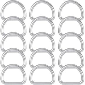 1 Inch D Ring, 15 PCS Stainless Steel D Ring Heavy Duty Metal D-Rings 1 Inch for Dog Collar Backpack Strap Keeper