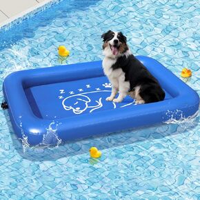 Dog Pool Float, Inflatable Pool Floats Raft for Dog Puppies Up to 110 lb/50kg, Scratch Resistant and Durable, Easy Set Up for Lake River Pool Swimming