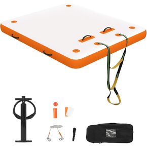 Inflatable Floating Dock Swim Air Platform, 6ft/8ft Inflatable Air Dock Platform Floating Island Raft with Non-Slip Surface, Island Raft Mat for Pool Beach Ocean