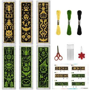 INFUNLY 6PCS Flower Insects Cross Stitch Bookmark Kits Spring Rose DIY Stamped Cross Stitch Kit with Instruction Vintage Butterflies Embroidery Cross Stitch Kit for Book Lovers Readers Writers
