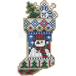 Mr Snowflake Stocking Counted Cross Stitch Beaded Ornament Kit Mill Hill 2004 Charmed Stockings MHCS45