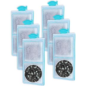 6 Pack Filter Cartridge Compatible with Top Fin PF-S Filter Cartridge, Upgraded PF-S Fish Tank Filters Compatible with Top Fin PF10 Power Filters, Activated Carbon & Zeolite for Clean Water