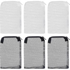 6Pcs Aquarium Filter Media Bags with Zipper, 8.2" x 5.7" Reusable Nylon Mesh Net Filter Bags, Fine Fish Tank Fine Mesh Bags for Activated Carbon Resins Filter Fish Tank Bio Filter Balls