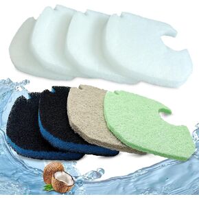 Upgraded Filter Pads for AMOSIJOY Aquarium Canister Filter; White Floss, Removing Ammonia and Phosphate, and Activated Carbon Sponge Bio Pads, Compatible with PONDFORSE 172/225/265GPH Canister