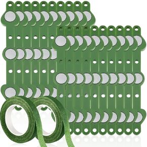 Waydress Small Floral Boutonniere Magnets Corsage Brooches Magnet and 2 Rolls 1/2 Inch x 30 Yards Floral Wrapping Tape for Handmade Wedding Bride Boutonnieres Bouquet Stem Wrapping(Green,10 Pairs)
