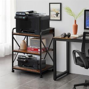 KATHY&BOB Large Printer Stand for Home Office, 23.6 x19.7 x 31.5 Inch Large Printer Table with Adjustable Storage Shelf, 3-Tier Mobile Rolling Printer Shredder Cart with Wheels, Stand for Heat Press