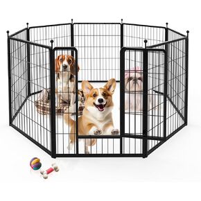 Simple Deluxe 24 Inch 8 Panel Dog Playpen, Ideal Indoor and Outdoor Dog Fence for Puppy/Small Dogs, Camping, Yard, RV, Garden Fence, White