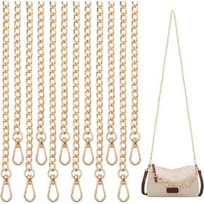 12 Pack Gold Bag Chain Bulk, 47" Metal Chains for Purse, Gold Purse Chain Strap Replacement with Buckles for DIY Handbags, Crossbody Bags and Wallet Clutch