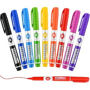 SUIN 9 Colors Dry Erase Markers - Low Odor, Non-Toxic, Slim Whiteboard markers, Medium Fine Tip Whiteboard Pens for Kids, Office, Classroom & Home, 9 Count