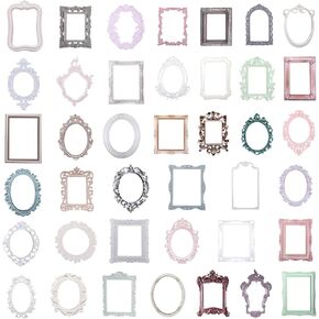 40 Pcs Scrapbook Frames,Scrapbook Embellishments,Vintage Sticker Frames,Paper Frame for Scrapbooking,Photo Scrapbooks Decorative Paper for DIY Scrapbooking Junk Journal Crafts Album