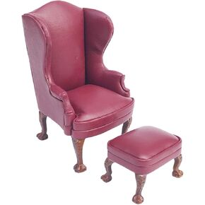 Luxurious 1/12 Scale Miniature Dollhouse Velvet Armchair Furniture Set, Red Single Sofa