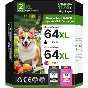 64XL Black and Color Ink Cartridge Replacement for HP Ink 64 for HP 64XL Ink Cartridge Combo Pack for Envy Photo 7855 7858 7155 7158 6255 6258 Inspire 7200e 7900e 7955e Tango X Terra(1 Black, 1 Color)