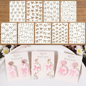 ورقة نسيج Puocaon Bow Clay - 9 أجهزة كمبيوتر Conquete Bow Polymer Clay Stencils Sheets for Occer Molerings Design