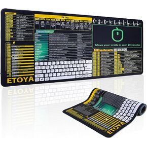 Excel Cheat Sheet Mouse Pad XXL Large Excel Shortcut Keyboard Desk Pad with Stitched Edges Portable Computer Mousepad for Office Desktop Mat Gaming Formulas Spreadsheet Excelpad 31.5"*11.8"