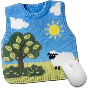 Funny Mouse Pad Cute Knitted Sweater-Shaped Vest Print Unique Novelty Mousepad Sheep Butterfly Pattern Blue