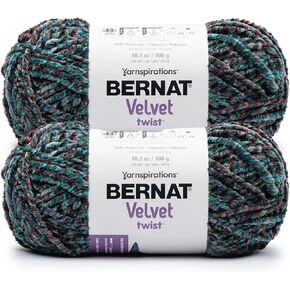 Bernat Velvet Twist Alluring Peacock Yarn - 2 Pack of 300g/10.5 oz - 100% Polyester - #5 Bulky - 229 Yards - Knitting/Crochet