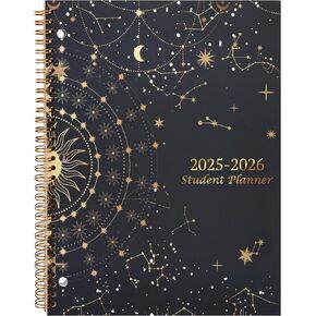 Student Planner 2025-2026 - Monthly and Weekly School Planner 2025-2026 for Middle & High School, Aug 2025 - Jun 2026, 8.2" x 10.7", Student Calendar Academic Year with Thick Paper, 3-Hole Punched & Stickers - Galaxy