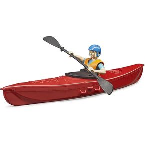 Bruder bworld - Kayak with Figure (63155) - For Ages (4) and Up- Floating Kayak and Paddler Equipped with Helmet and Paddle