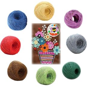 8 ألوان الجوت خيوط طبيعية الجوت 2mm 3 سلسلة خيوط رقائق ، لأعمال فنية DIY والزينة الحرف ، غلاف الهدايا ، عرض الصور والبستنة (Coloured-2)