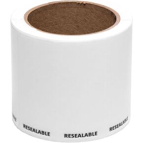Clear Gloss Resealable Bag Tape – 100 Closures per Roll, 1.5" x 3.5" Adhesive Labels for Easy Open & Reseal | Freezer Safe, Non-Stick Edge, Made in USA