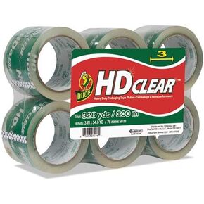 Duck - Heavy-Duty Carton Packaging Tape, 3" x 55yds, Clear - 6/Pack