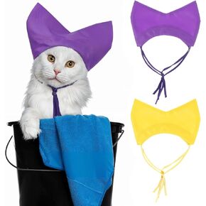 2Pcs Adjustable Pet Shower Caps, Cat Bath Dog Shower Cap, Waterproof Dog Ear Covers for Bath, Adjustable Cat Ear Muffs Swimming Supplies for Pets