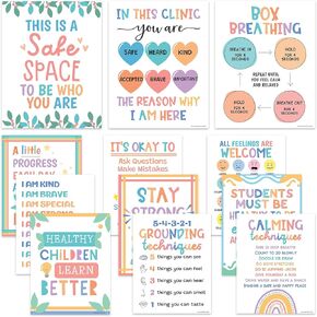 School Nurse Posters - 11x14 Poster with Health Messages for Clinics, Therapy Spaces, Office Decor, School Supplies, Bulletin Boards, and Appreciation Gifts in Soft Pastel Colors, Pediatric Room