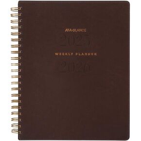 AT-A-GLANCE Planner 2025-2026 Academic, Weekly & Monthly, 8-1/2" x 11", Large, Monthly Tabs, Flexible Cover, Signature Collection, Brown (YP905A09)