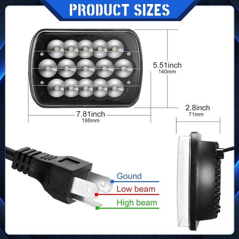 4 Pcs Rectangle LED Headlights H6054 5 x 7 7 x 6 Led Headlights Headlamp Sealed Beam Led Headlamp for Trucks Van Express Car in Saudi Arabia