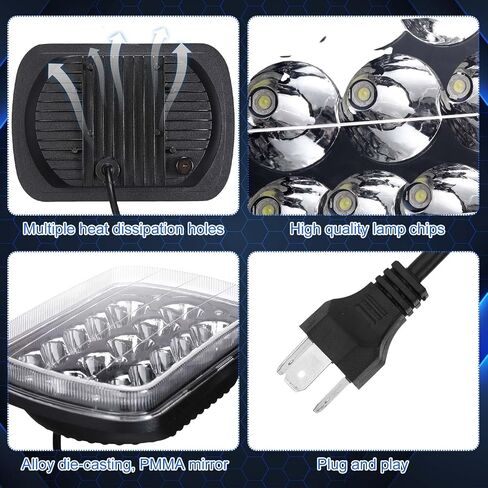 4 Pcs Rectangle LED Headlights H6054 5 x 7 7 x 6 Led Headlights Headlamp Sealed Beam Led Headlamp for Trucks Van Express Car in Saudi Arabia