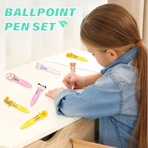 LUYI 30 Pcs Mini Multicolor Pens in One 4-in-1 Fun Cute Animals Pens Bulk for Kids, Retractable Kawaii Cool Cartoon Ballpoint Pens for Birthdays Office School Supplies Gifts in Kuwait