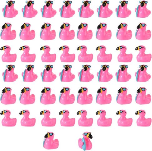 50pcs Mini Flamingo Resin Ducks, Summer Swim Rings Bikinis Sunglasses Surfboards Small Little Flamingo Miniatures Tiny Resin Animals Figures for Dollhouse Garden Landscape Decor DIY Crafts (Style 4) in Kuwait