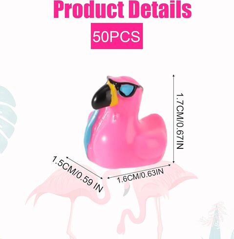50pcs Mini Flamingo Resin Ducks, Summer Swim Rings Bikinis Sunglasses Surfboards Small Little Flamingo Miniatures Tiny Resin Animals Figures for Dollhouse Garden Landscape Decor DIY Crafts (Style 4) in Kuwait