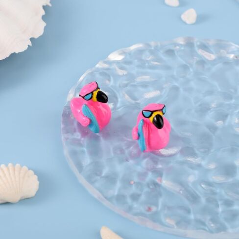 50pcs Mini Flamingo Resin Ducks, Summer Swim Rings Bikinis Sunglasses Surfboards Small Little Flamingo Miniatures Tiny Resin Animals Figures for Dollhouse Garden Landscape Decor DIY Crafts (Style 4) in Kuwait