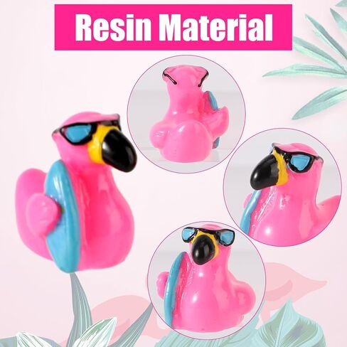 50pcs Mini Flamingo Resin Ducks, Summer Swim Rings Bikinis Sunglasses Surfboards Small Little Flamingo Miniatures Tiny Resin Animals Figures for Dollhouse Garden Landscape Decor DIY Crafts (Style 4) in Kuwait