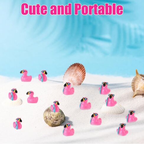 50pcs Mini Flamingo Resin Ducks, Summer Swim Rings Bikinis Sunglasses Surfboards Small Little Flamingo Miniatures Tiny Resin Animals Figures for Dollhouse Garden Landscape Decor DIY Crafts (Style 4) in Kuwait