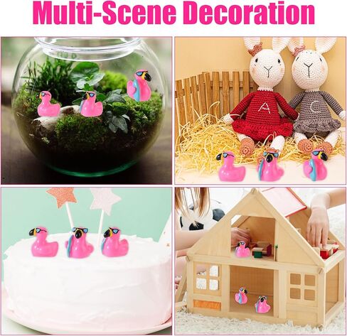 50pcs Mini Flamingo Resin Ducks, Summer Swim Rings Bikinis Sunglasses Surfboards Small Little Flamingo Miniatures Tiny Resin Animals Figures for Dollhouse Garden Landscape Decor DIY Crafts (Style 4) in Kuwait