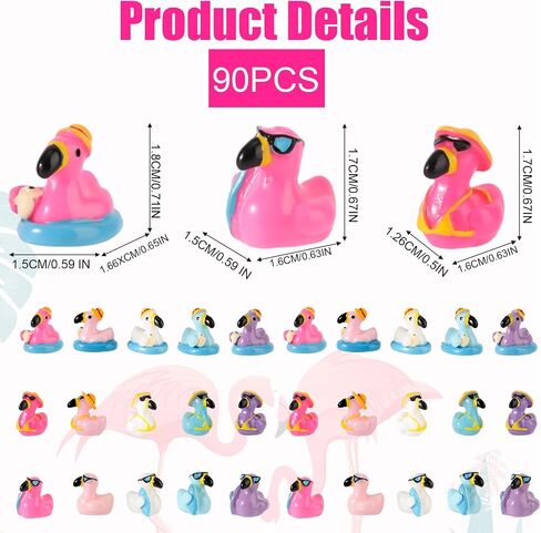 50pcs Mini Flamingo Resin Ducks, Summer Swim Rings Bikinis Sunglasses Surfboards Small Little Flamingo Miniatures Tiny Resin Animals Figures for Dollhouse Garden Landscape Decor DIY Crafts (Style 4) in Saudi Arabia
