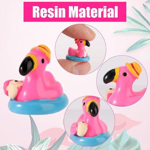 50pcs Mini Flamingo Resin Ducks, Summer Swim Rings Bikinis Sunglasses Surfboards Small Little Flamingo Miniatures Tiny Resin Animals Figures for Dollhouse Garden Landscape Decor DIY Crafts (Style 4) in Saudi Arabia