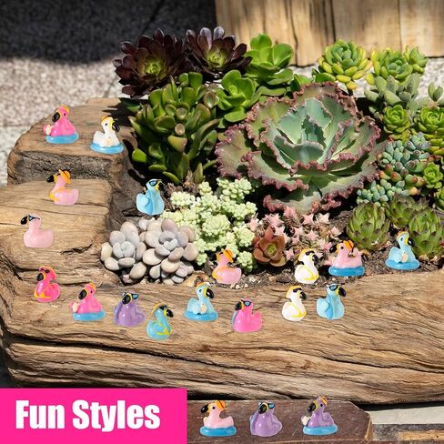 50pcs Mini Flamingo Resin Ducks, Summer Swim Rings Bikinis Sunglasses Surfboards Small Little Flamingo Miniatures Tiny Resin Animals Figures for Dollhouse Garden Landscape Decor DIY Crafts (Style 4) in Saudi Arabia
