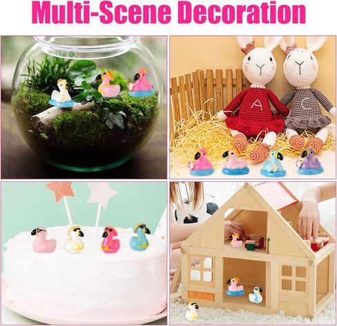 50pcs Mini Flamingo Resin Ducks, Summer Swim Rings Bikinis Sunglasses Surfboards Small Little Flamingo Miniatures Tiny Resin Animals Figures for Dollhouse Garden Landscape Decor DIY Crafts (Style 4) in Saudi Arabia